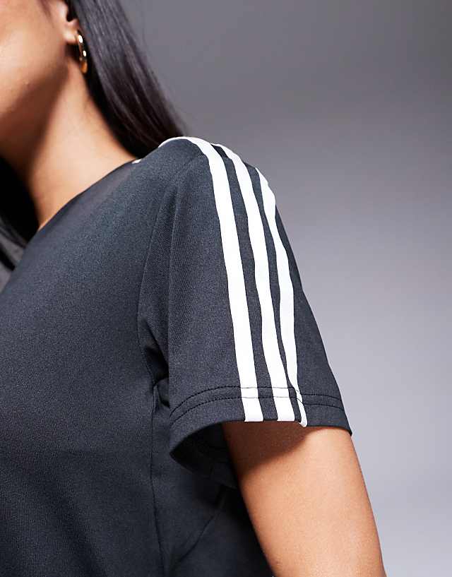 Asos Adidas Training Essentials 3 Stripe T-shirt In Black