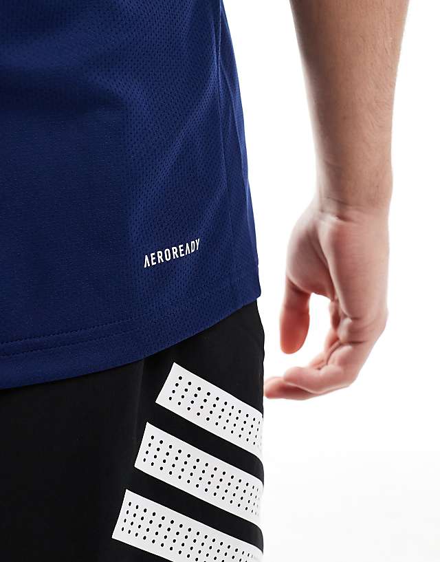 Asos Adidas Training Essentials 3 Stripe T-shirt In Navy