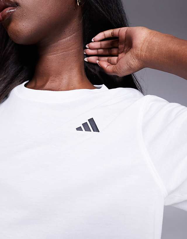 Asos Adidas Training Essentials Cropped T-shirt In White