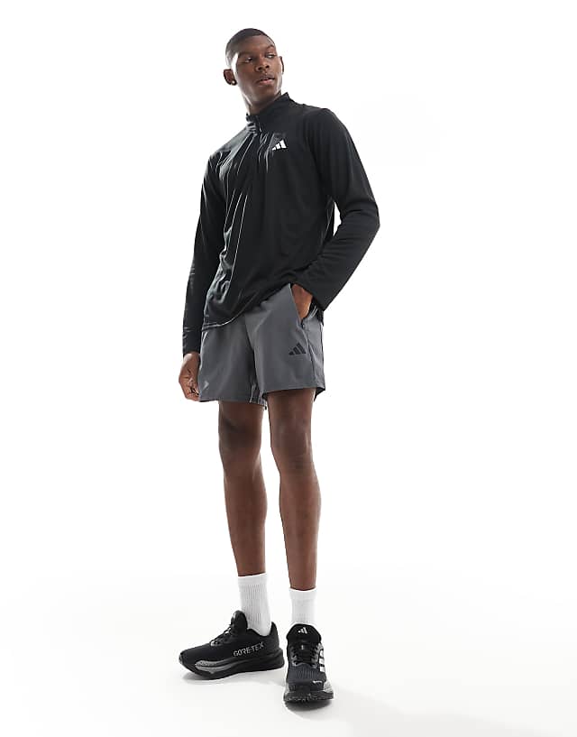 Asos Adidas Training Essentials Half Zip T-shirt In Black