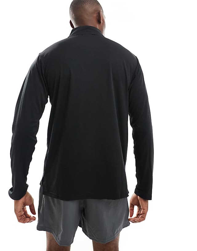 Asos Adidas Training Essentials Half Zip T-shirt In Black