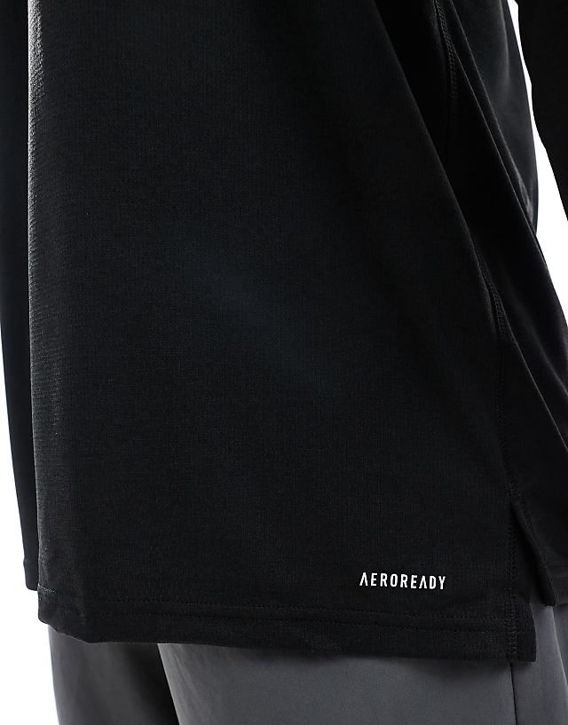 Asos Adidas Training Essentials Half Zip T-shirt In Black