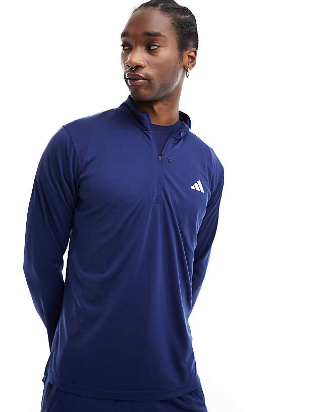 Asos Adidas Training Essentials Half Zip Top In Navy