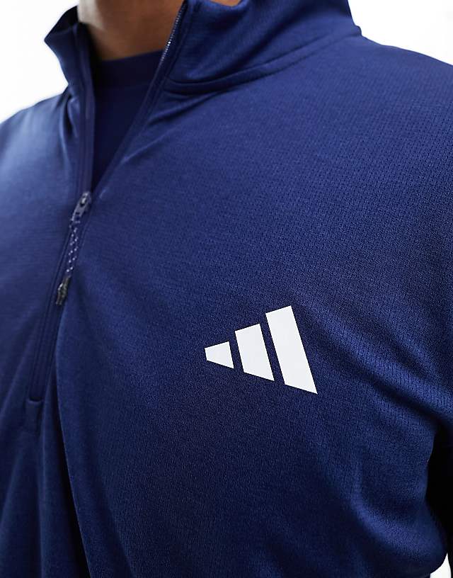 Asos Adidas Training Essentials Half Zip Top In Navy