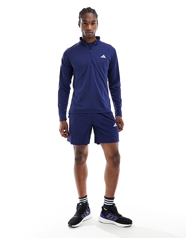 asos adidas Training Essentials half zip top in navy
