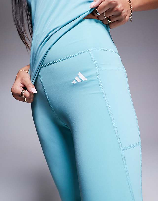Asos Adidas Training Essentials Leggings With Phone Pocket In Mint