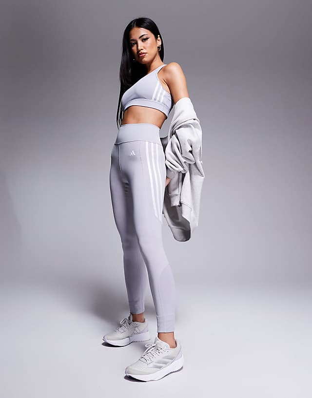 Asos Adidas Training Essentials Leggings With Phone Pocket In Grey