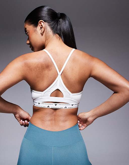 Asos Adidas Training Essentials Light Support Sports Bra In White