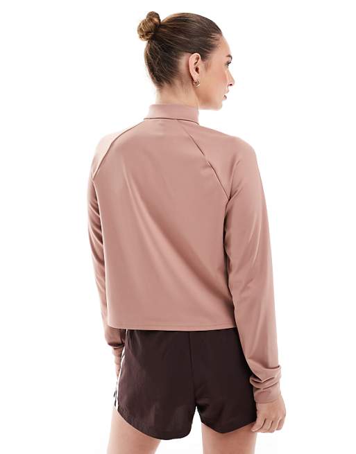 Asos Adidas Training Essentials Minimal Branding 1/4-zip Cover Up In Red