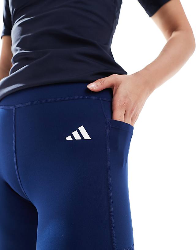 Asos Adidas Training Essentials Optime Full Length Leggings In Navy