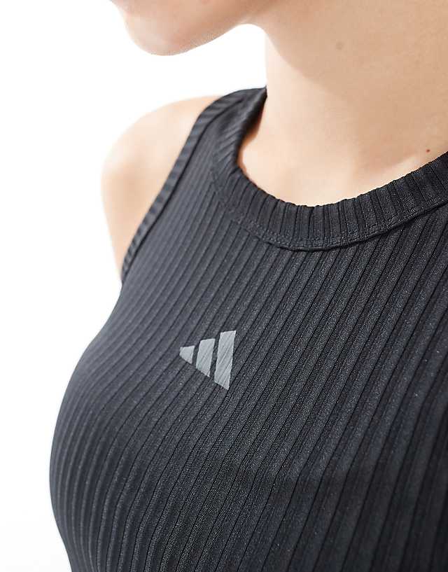 Asos Adidas Training Essentials Rib 3 Stripe Vest In Black