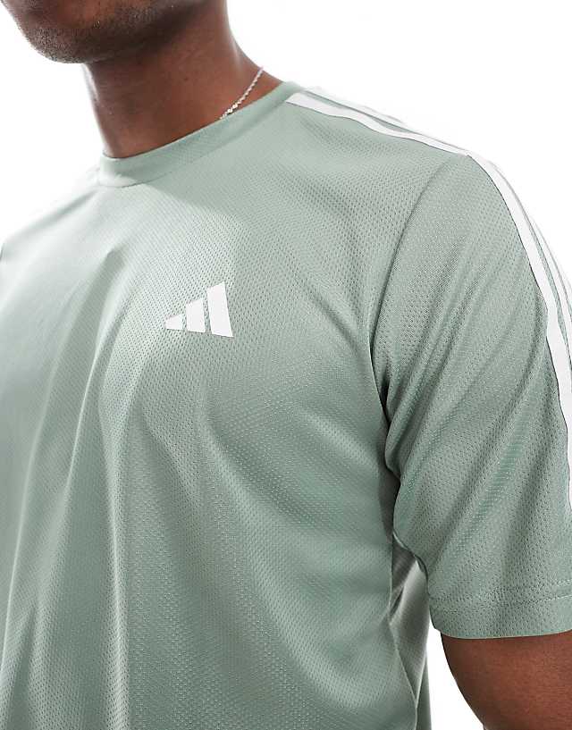 Asos Adidas Training Essentials T-shirt In Silver Green