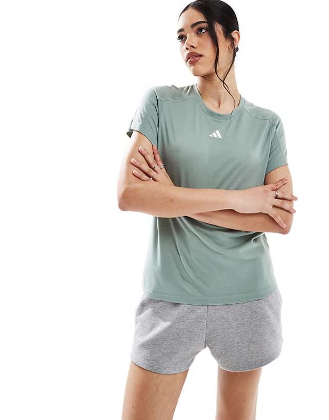 asos adidas Training Essentials t-shirt in silver green