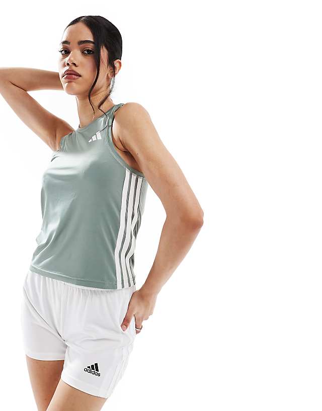 asos adidas Training Essentials vest top in silver green