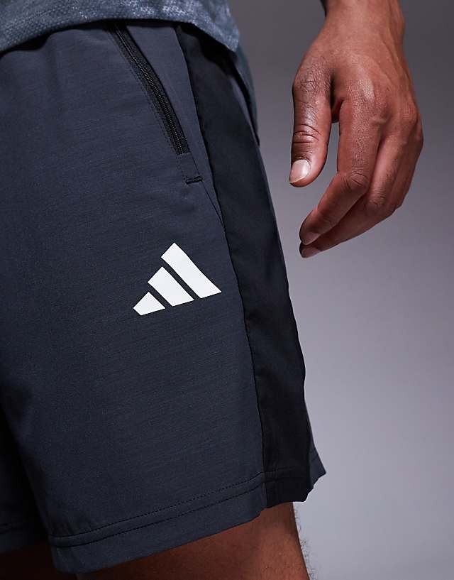Asos Adidas Training Essentials Woven Shorts In Black Melange