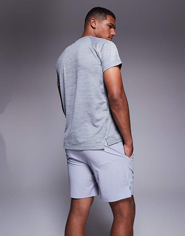 Asos Adidas Training Gym+ 3 Stripe Shorts In Grey And Green Pop