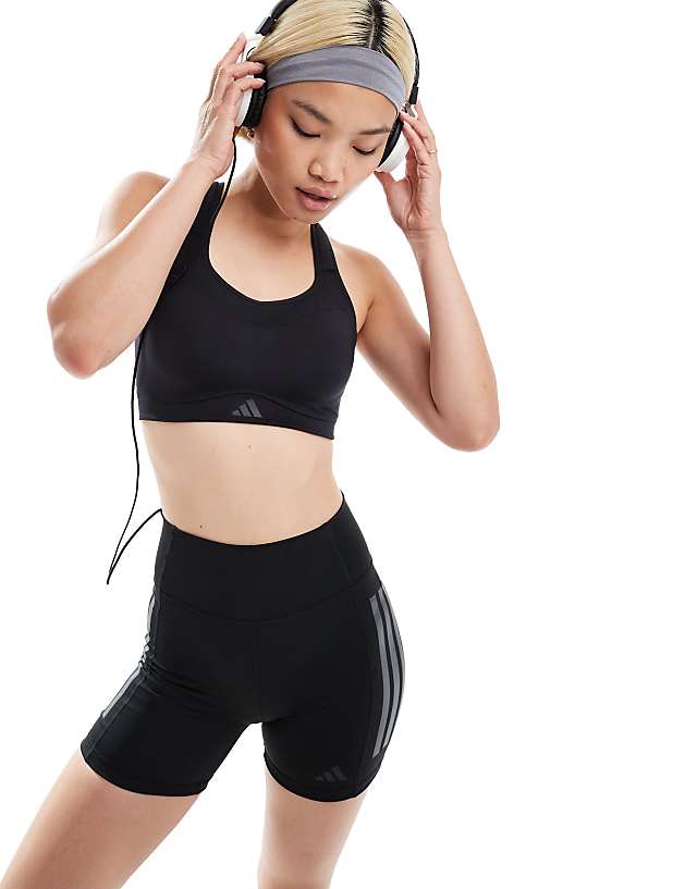asos adidas Training high support sports bra in black
