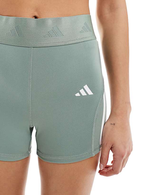 Asos Adidas Training Hyperglam 3 Inch Booty Shorts In Silver Green