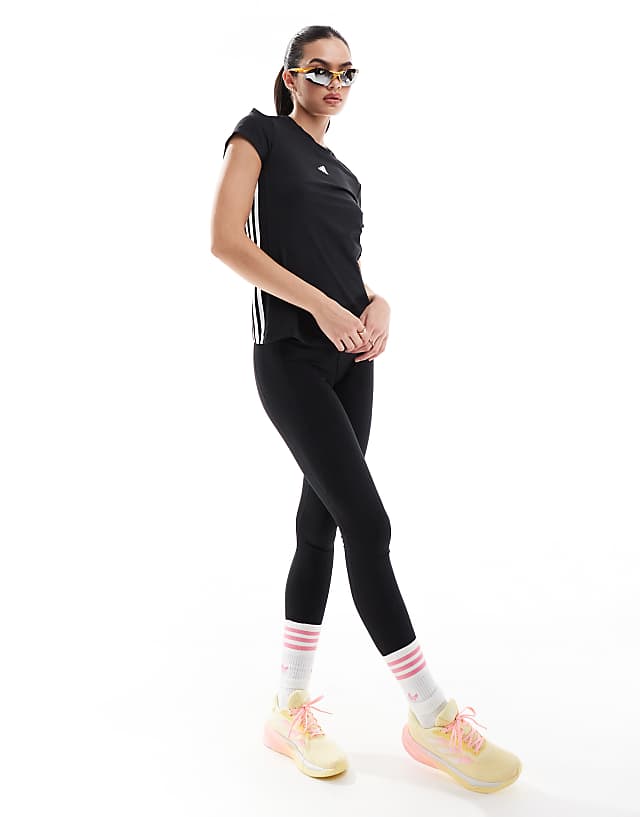 Asos Adidas Training Hyperglam 3 Stripe T-shirt In Black