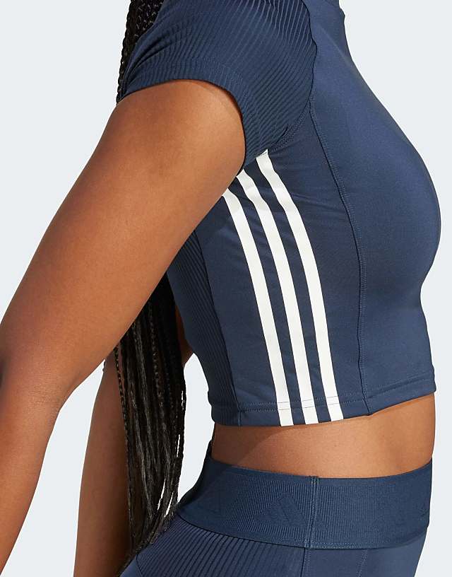 Asos Adidas Training Hyperglam Cropped T-shirt In Dark Blue