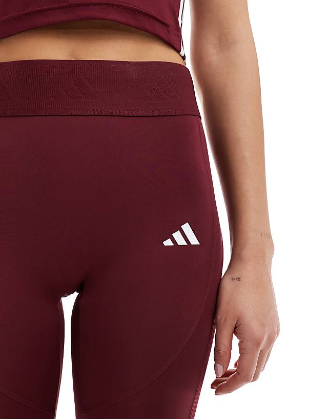 Asos Adidas Training Hyperglam Full Length Leggings In Burgundy