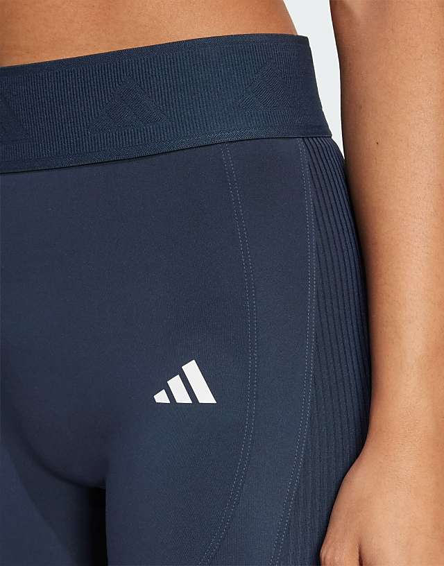 Asos Adidas Training Hyperglam Full Length Leggings In Dark Blue