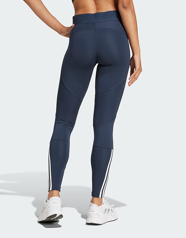 Asos Adidas Training Hyperglam Full Length Leggings In Dark Blue