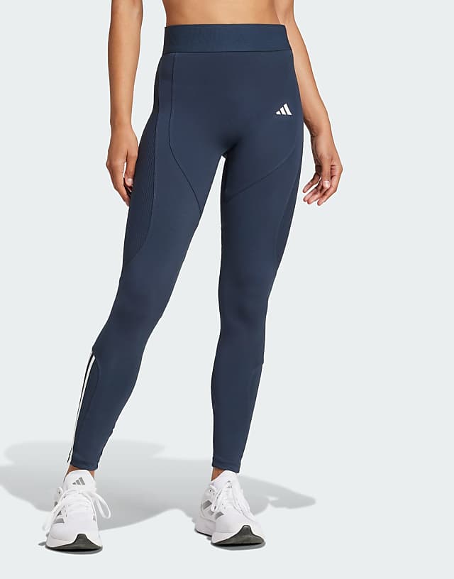 asos adidas Training Hyperglam full length leggings in dark blue