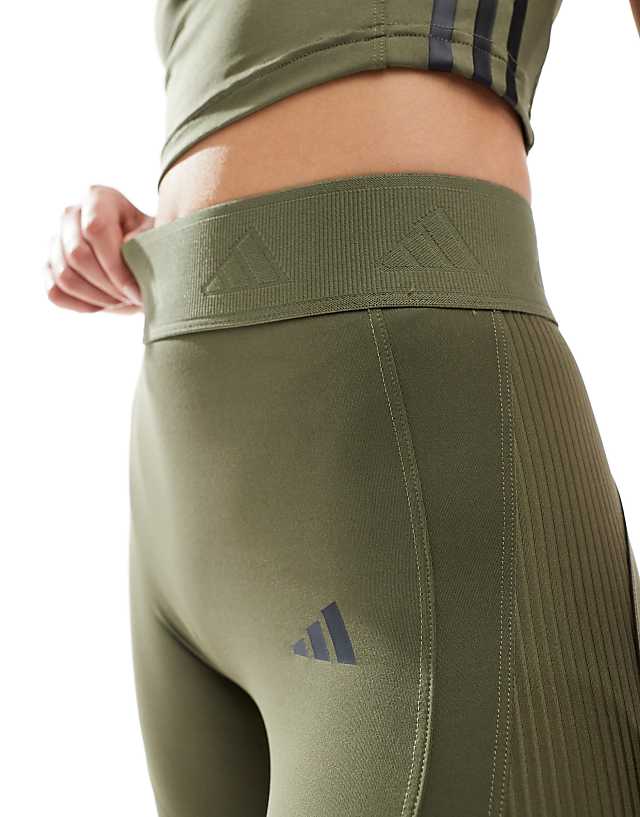 Asos Adidas Training Hyperglam Full Length Leggings In Olive Green