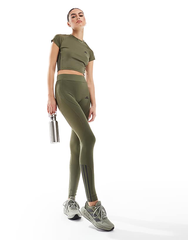 asos adidas Training Hyperglam full length leggings in olive green