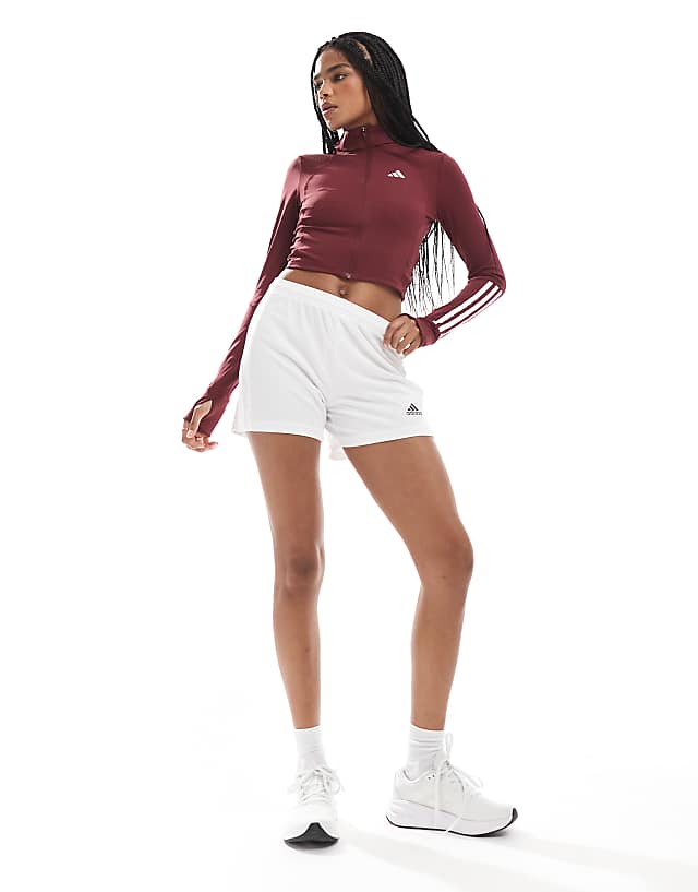 Asos Adidas Training Hyperglam Full Zip Top In Burgundy