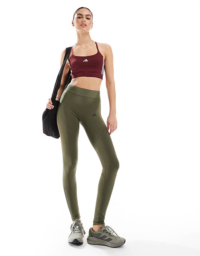 Asos Adidas Training Hyperglam Light Support Sports Bra In Burgundy