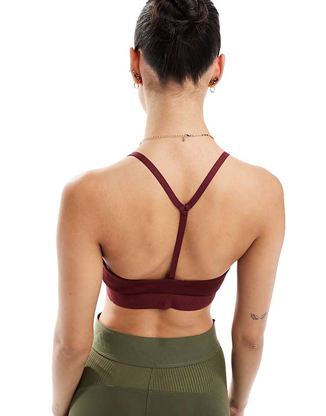 Asos Adidas Training Hyperglam Light Support Sports Bra In Burgundy