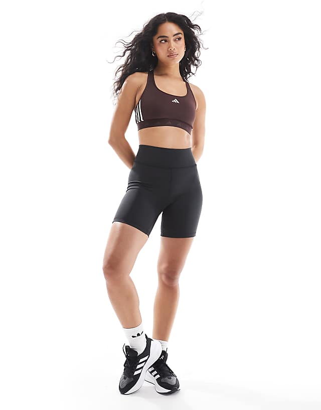 Asos Adidas Training Hyperglam Mid-support Sports Bra In Brown