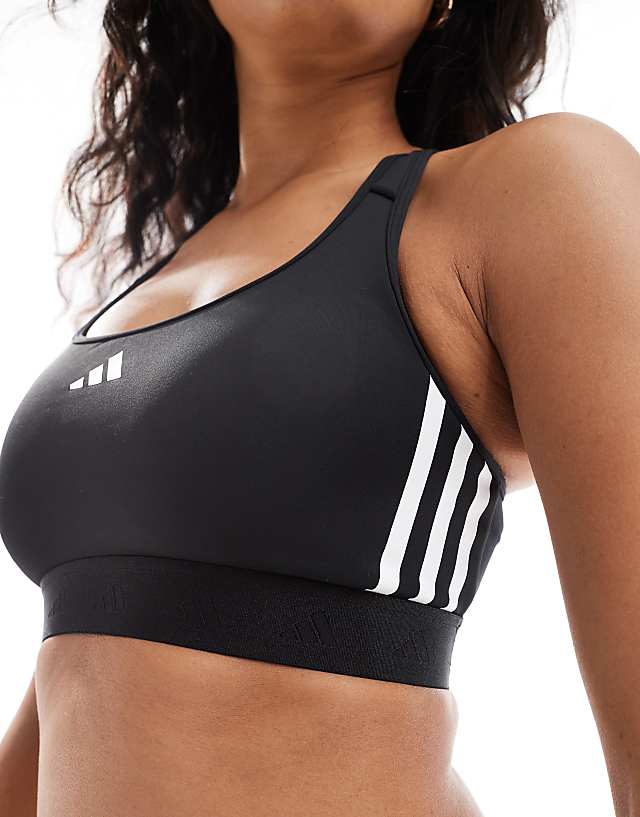 Asos Adidas Training Hyperglam Mid Support Sports Bra In Black