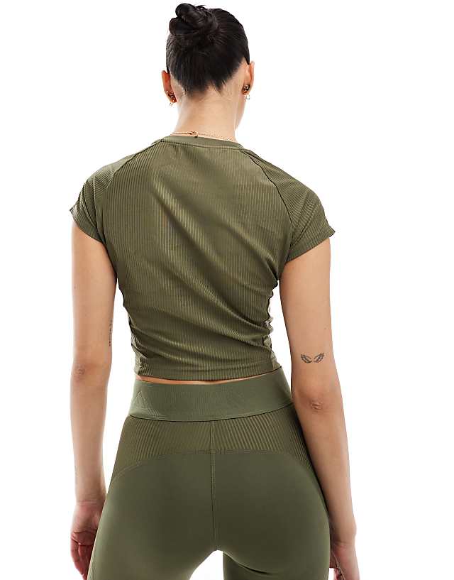 Asos Adidas Training Hyperglam T-shirt In Olive Green