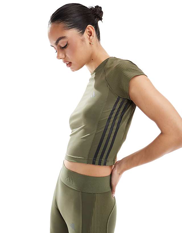 asos adidas Training Hyperglam t-shirt in olive green