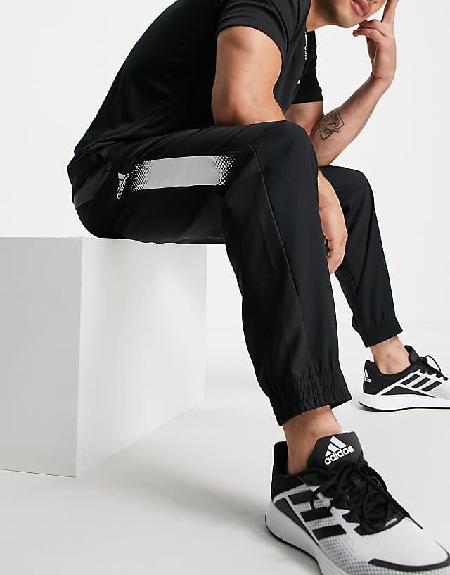 asos adidas Training joggers with contrast panels in black