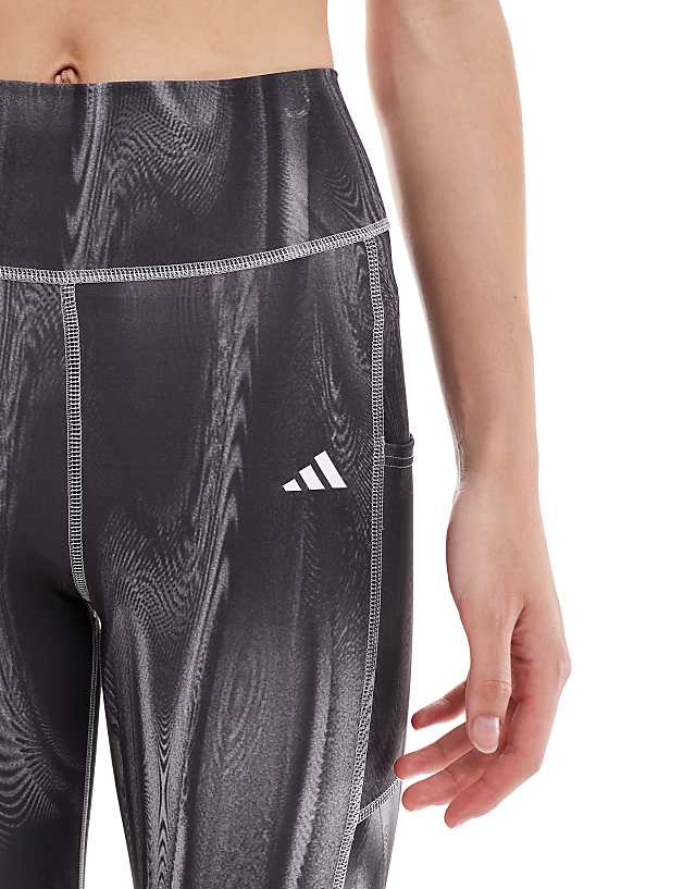 Asos Adidas Training Leggings With Phone Pocket In Grey Print