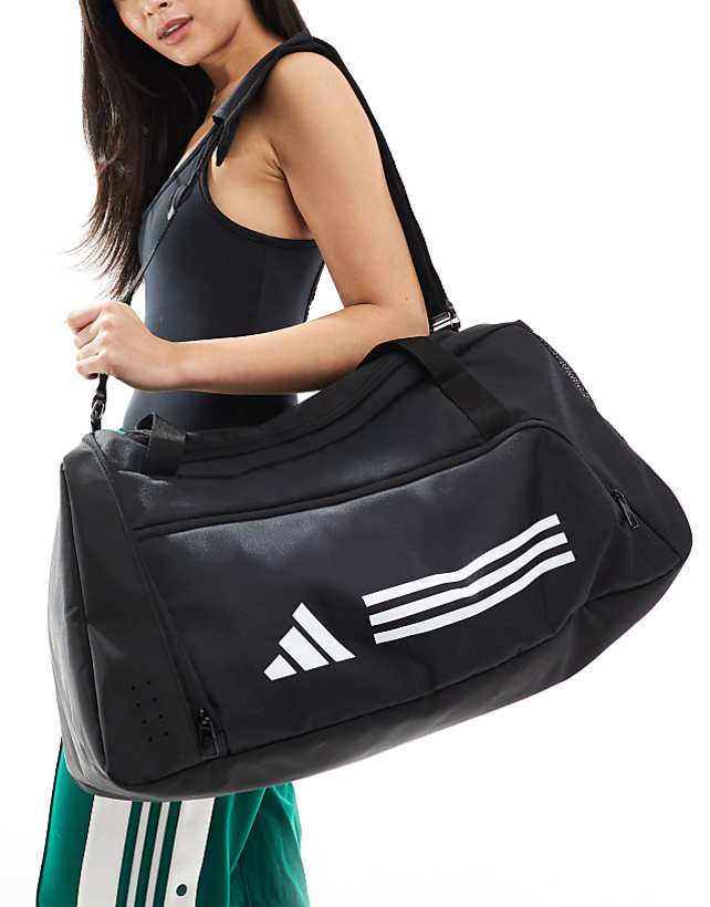 asos adidas Training medium duffle bag in black and white