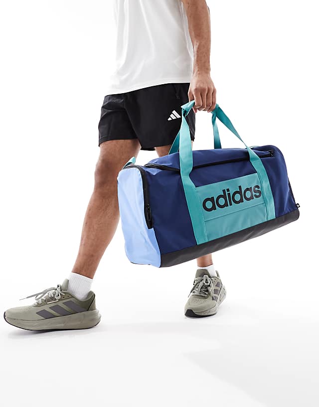 Asos Adidas Training Medium Duffle Bag In Retro Green And Navy