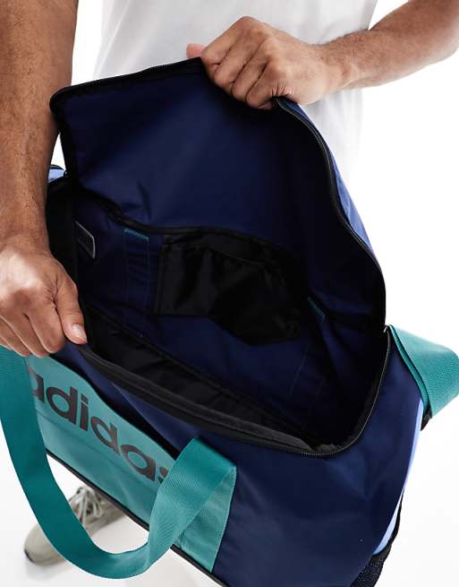 Asos Adidas Training Medium Duffle Bag In Retro Green And Navy