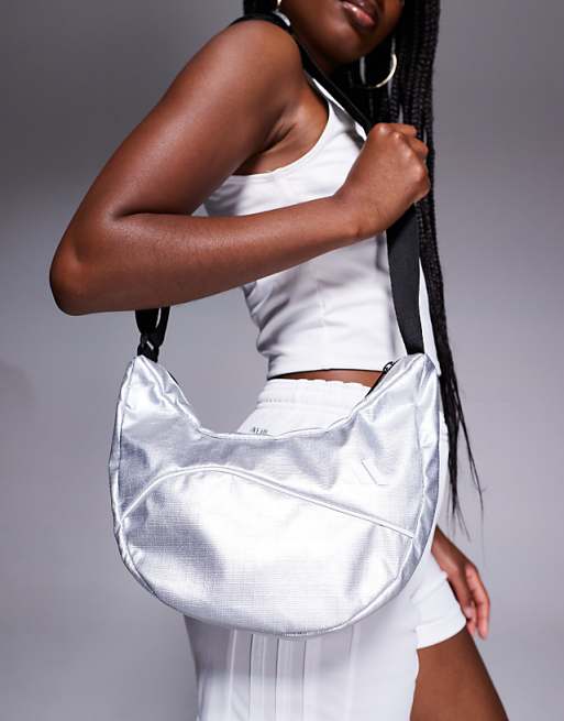 Asos Adidas Training Metallic Crossbody Bag In Silver