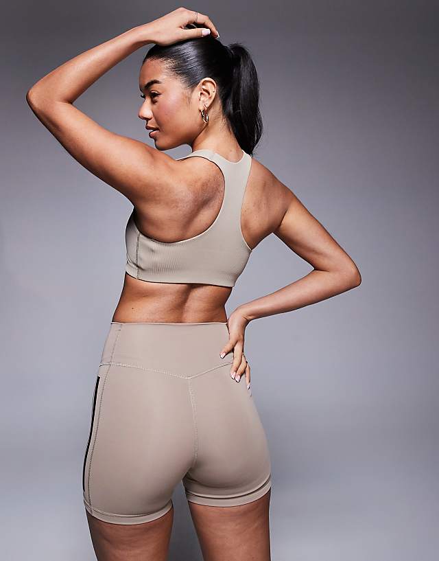 Asos Adidas Training Optime Booty Shorts In Chalky Brown
