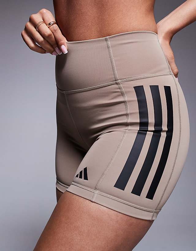 Asos Adidas Training Optime Booty Shorts In Chalky Brown