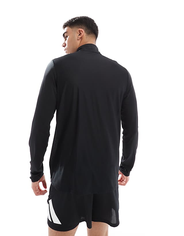 Asos Adidas Training Own The Run 1/4 Zip Top In Black