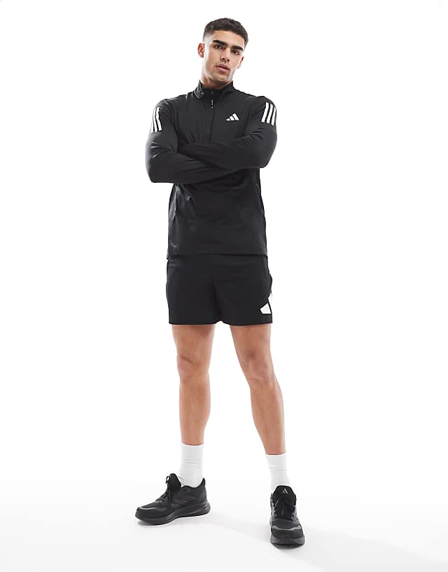 Asos Adidas Training Own The Run 1/4 Zip Top In Black
