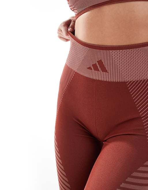 Asos Adidas Training Seamless 7/8 Leggings In Burgundy
