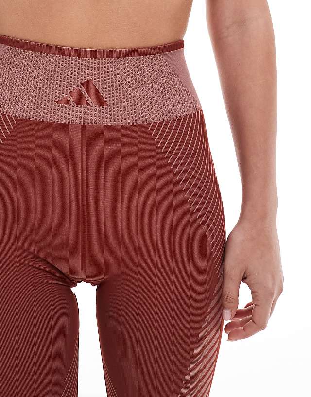 Asos Adidas Training Seamless 7/8 Leggings In Burgundy