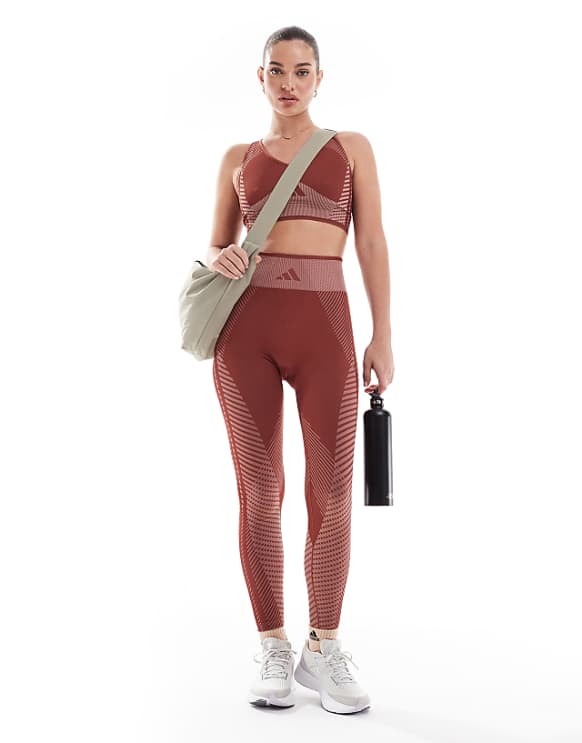 asos adidas Training seamless 7/8 leggings in burgundy